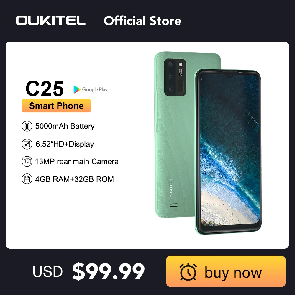 [In stock] Oukitel C25 Smartphone 6.517HD+ 5000mAh Android11 4GB+32GB Mobile Phone 13M Camera Cell Phone