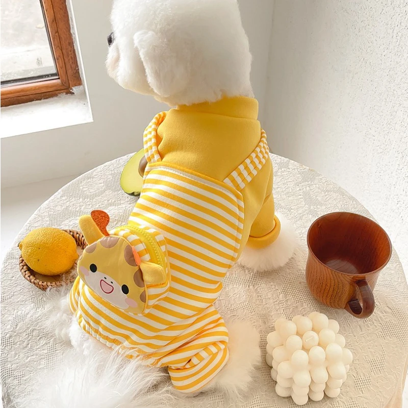 Pet Clothes Autumn Winter Cute Jumpsuit Medium Small Dog Sweater Sweet Satchel Puppy Striped Warm Pullover Chihuahua Yorkshire
