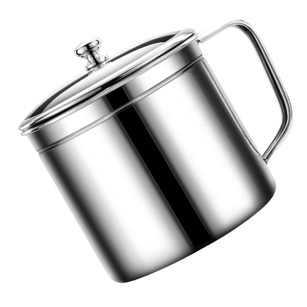 

Oil Grease Strainer Cooking Container Storage Can Pot Kitchen Keeper Dispenser Steel Stainless Separator Filter Metal Fat Jar