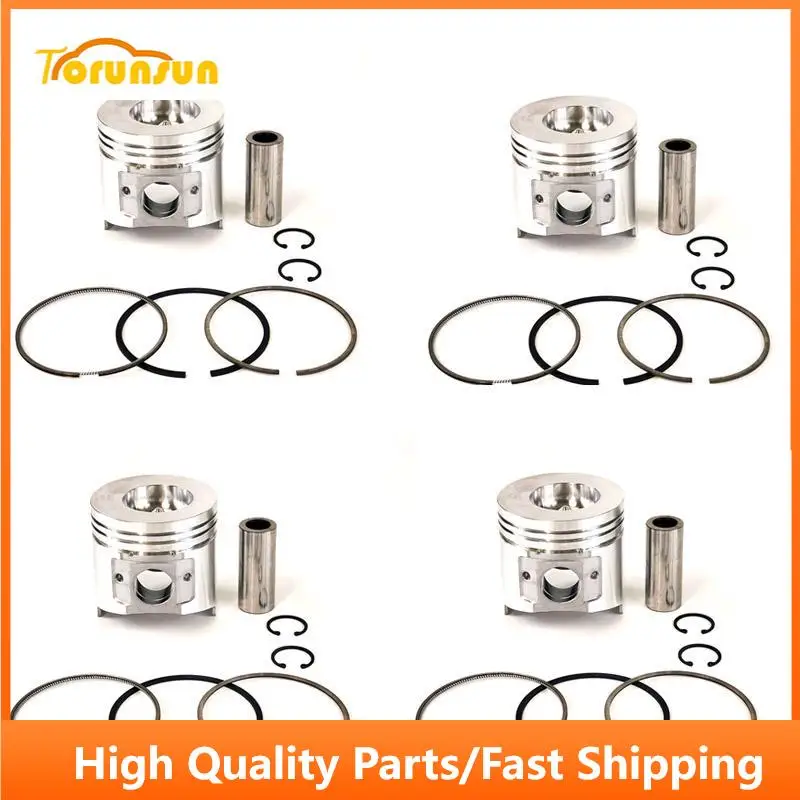 New 4 Sets STD Piston Kit With Ring 129902-22080 Fit For Yanmar 4TNE98 Engine 98MM