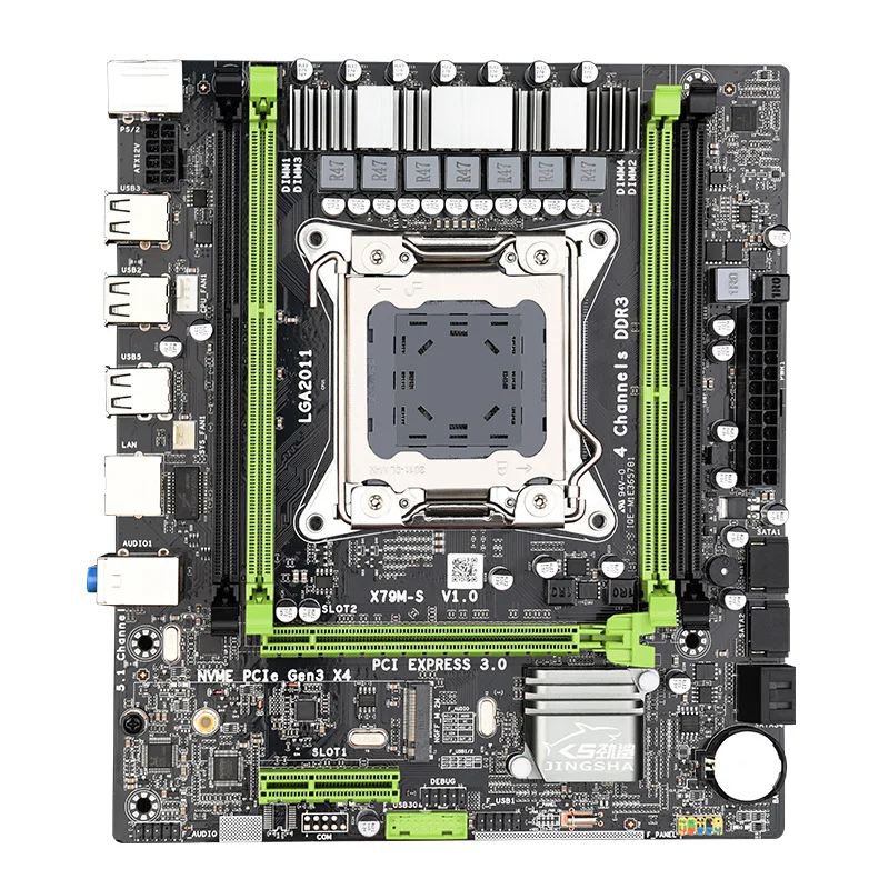 

JingshaX79 motherboard set USB2.0 with Xeon LGA2011 E5 2620 V2 64GB 1333MHz DDR3 ECC REG memory M.2 SSD SATA2.0