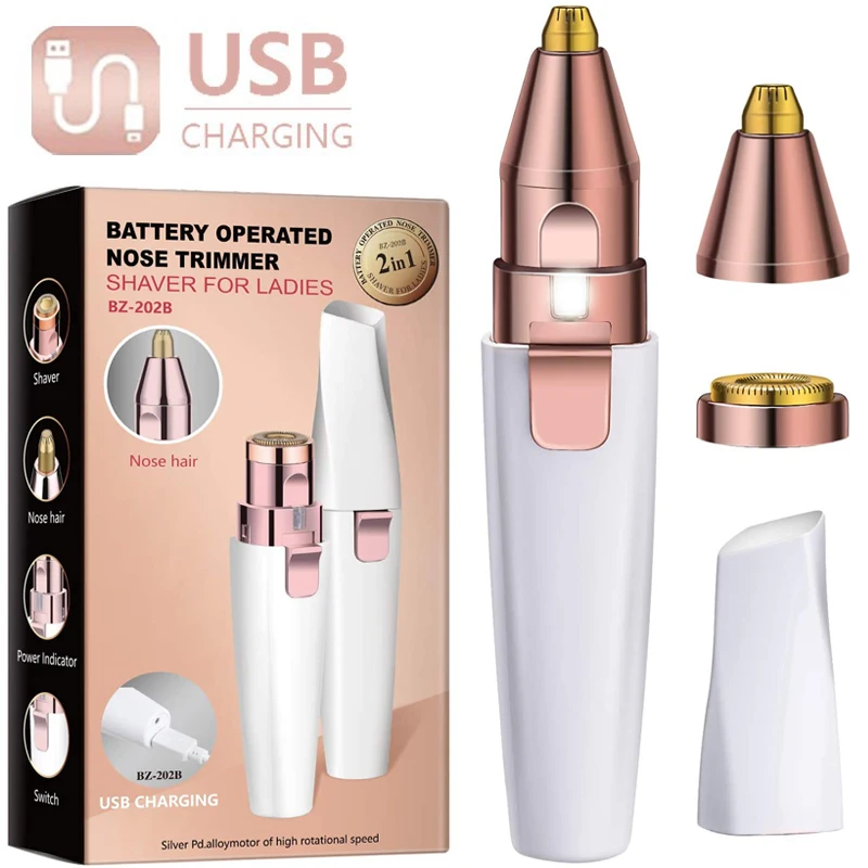 

2 in 1 Electric Eyebrow Trimmer Painless Eye Brow Epilator For Women Makeup Mini Razors Portable Facial Hair Removal Shaver