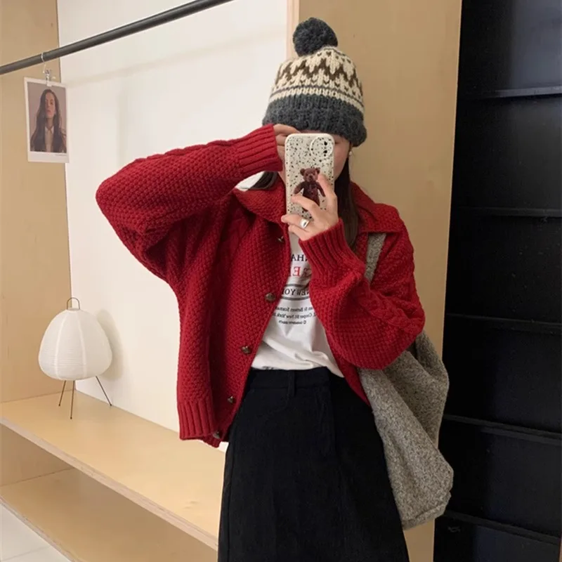 Кардиган Korobov женский в японском стиле свитер с лацканами и воском милая одежда