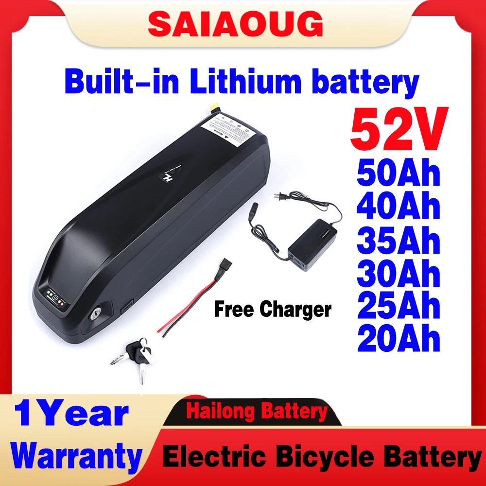 

52v 18650 Lithium Battery Pack Hailong Shell 100A BMS 1000W 2000W Bicycle Battery 52V 20/25/30/50ah Electric Vehicle Battery