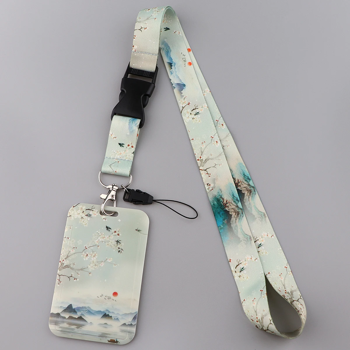

Art Painting Flowers Credential Holder Neck Strap Lanyards for Key ID Card Gym Cell Phone Strap USB Badge Holder Hang Rope
