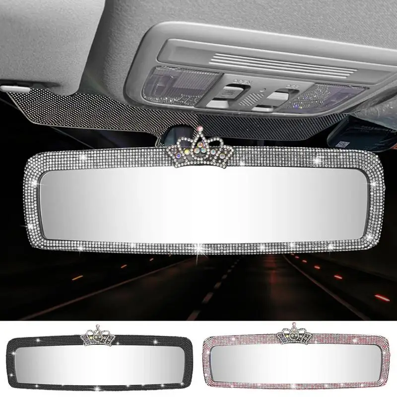 

Car Bright Rearview Mirror Vehicle Reflector With Rhinestone Not Dazzling Multifunctional Auto Rear View Glass For Sedans Trucks