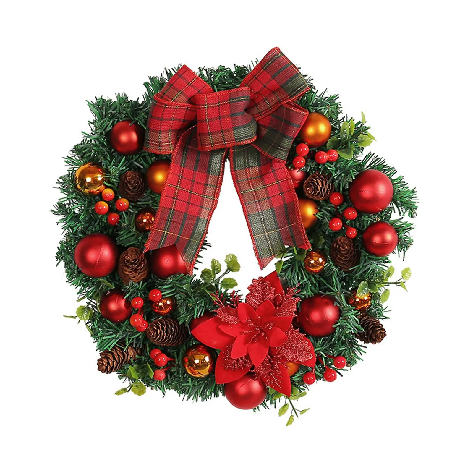 

Christmas Wreath Christmas Housewarming Green Leaves Front Door Wreath Holiday Garland for Office Festival Window Hotel