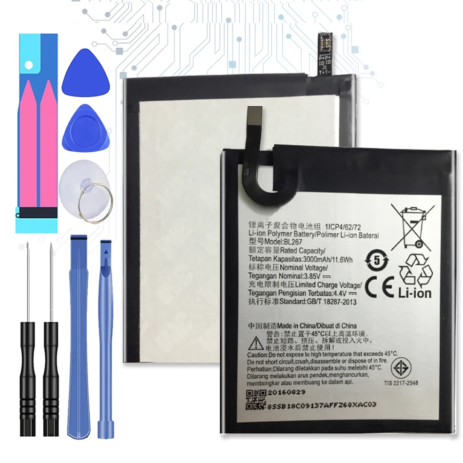 3,85 V 3000mAh-4000mAh BL267 Сменный аккумулятор для Lenovo Vibe K6/Vibe K6 Power/K6 K33A42 XT1662 с Трек-кодом