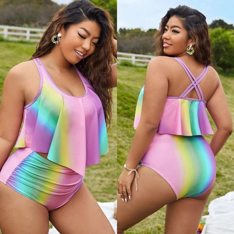 

Plus Size Tankini Women's Swimsuit Feminine Swimwear Women 2023 New Ruffle Bathing Suits Summer Swimming Beachwear