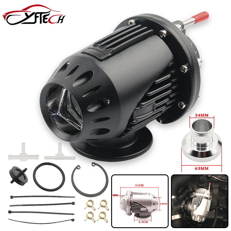 

Universal Aluminum Blow Off Valve BOV for Turbo Original Logo SSQV SQV 4 IV High Performance Black And Sliver