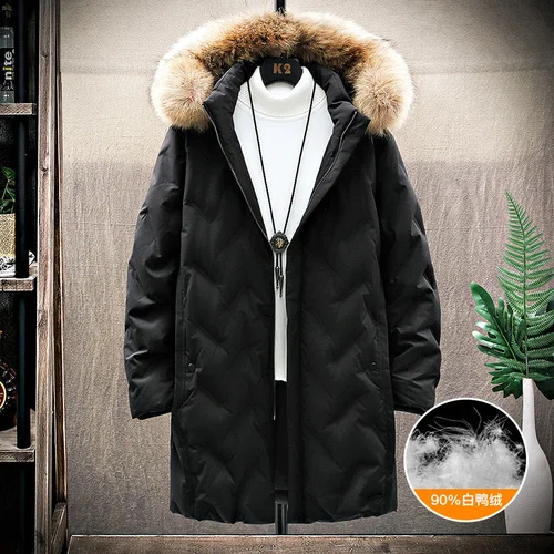 

Winter Puffer Loose Casual Fur Collar White Duck Down Jacket Men Warm Plus Size M-8XL Coat Chaquetas Hombre Lq