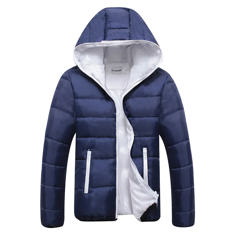 Fashion 2022 Men's Hooded Jacket Thickened Winter Leisure Solid Color Zippered Cotton-padded Coat Youth Winter Jacket Men