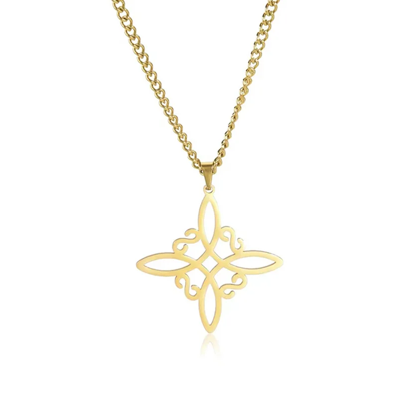Vintage Silver Color Witch Knot Necklace for Women Stainless Steel Choker Necklaces Amulet Protection Supernatural Jewelry Gift