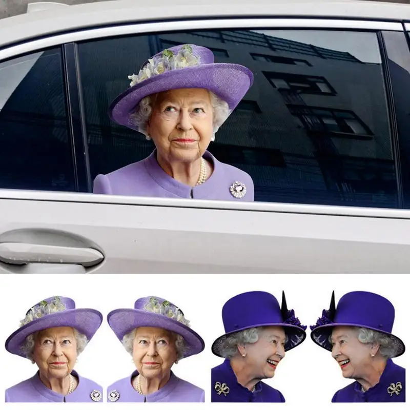 

Queen Elizabeth Car Sticker Auto Rear Funny Queen Window Clings Ride Decal Waterproof Car Styling Accessories For Souvenir