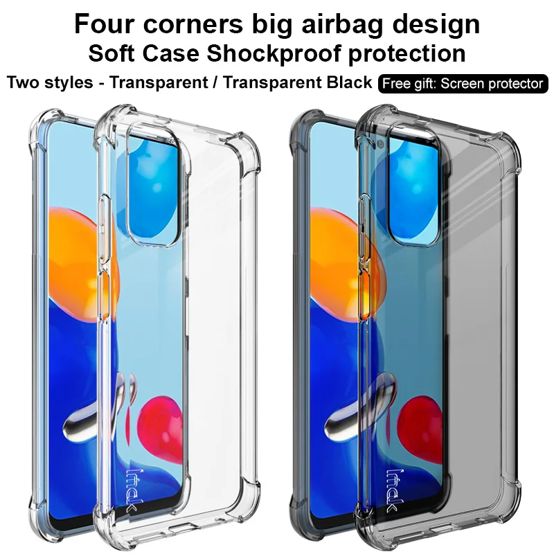 

Чехол imak Для Redmi Note11 4G из ТПУ для Xiaomi Redmi Note11S 4G, мягкая силиконовая подушка безопасности, Противоударная защита + защита экрана