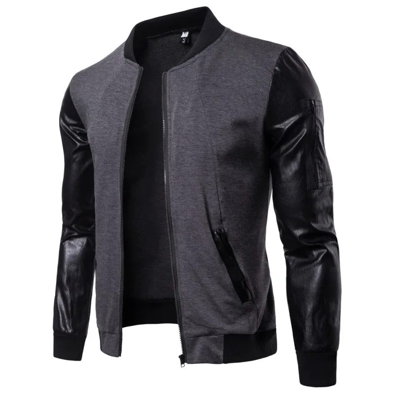 

New Men's Jacket Casual Trend Straight Tube Fashion HommeFit Leather Jacket Men's Leather Jacket