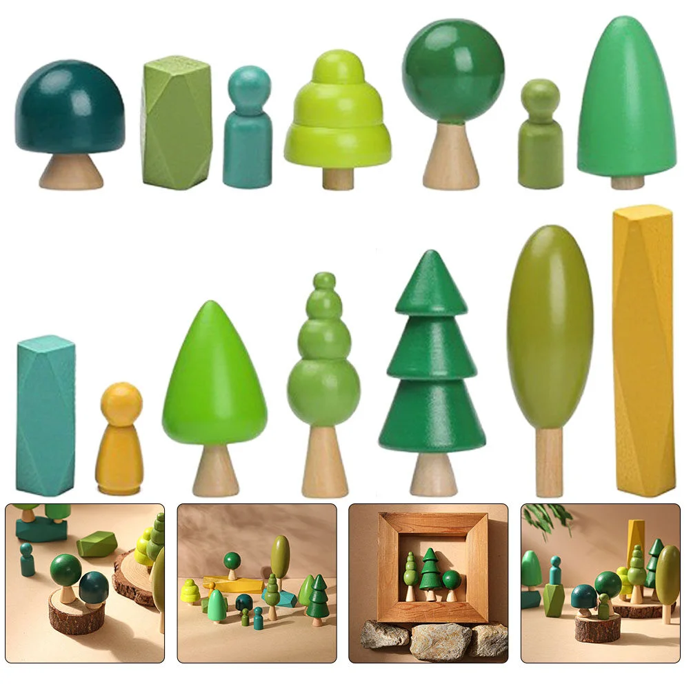 

Decorations Early Educational Toys Wooden Tree Block Kids Toddler Mini Trees Montessori For Small