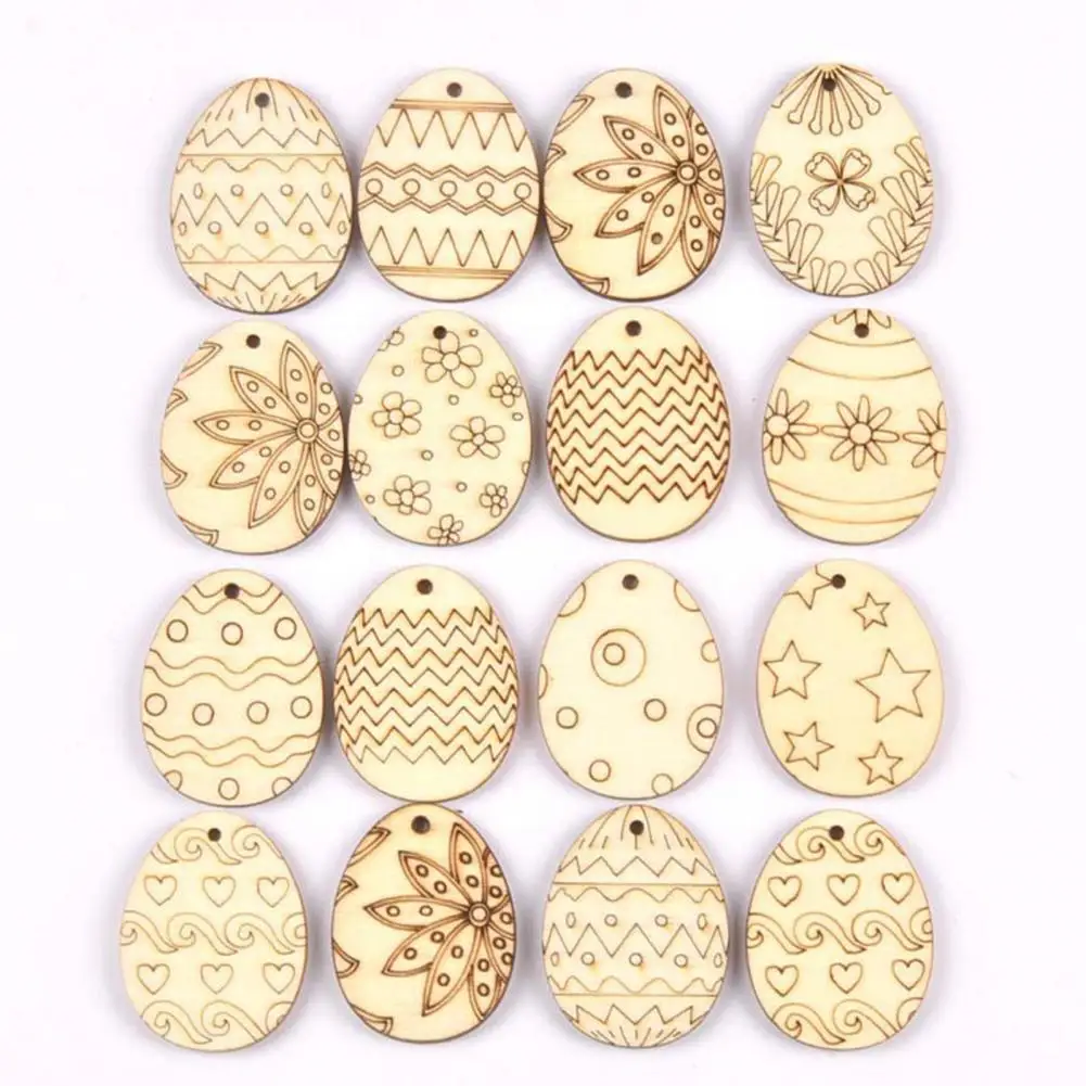 

1 Bag Easter Tree Pendants Unpainted Wood Round Corner Nice Textures Hanging Pendants Easter Tree Ornaments for Kids