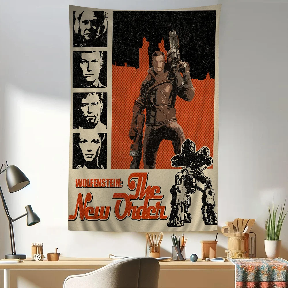 Wolfenstein аниме видеоигра диаграмма гобелен для гостиной домашний декор в общежитии
