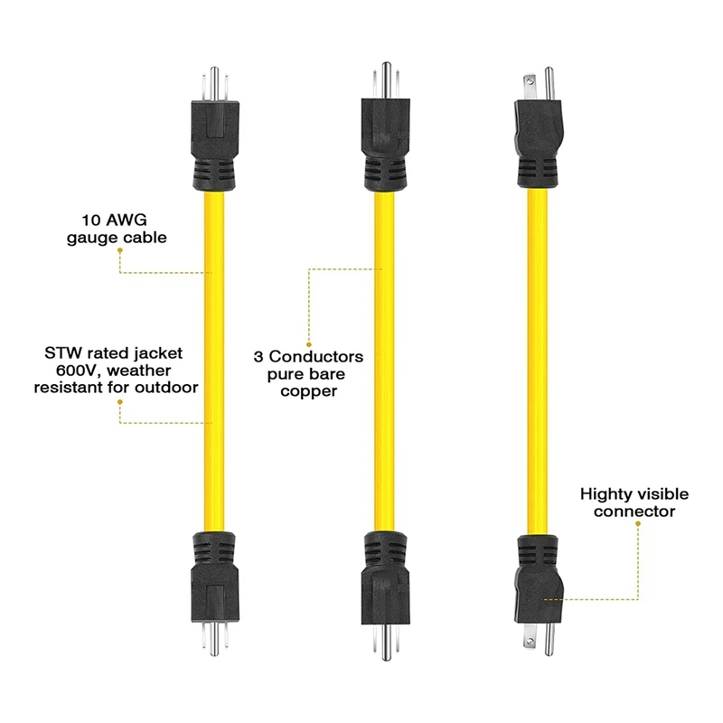1 шт. 3-контактный адаптер энергатора для переключателя передачи 12AWG 125 В (2 фута)