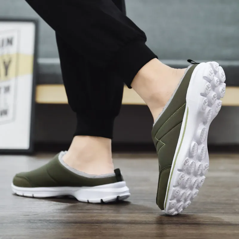 Men's Slippers Cotton Shoes Men Winter Warm Indoor Couple Slippers Women Shoes Winter Plush Home Shoes Men Footwear Plus Size 48