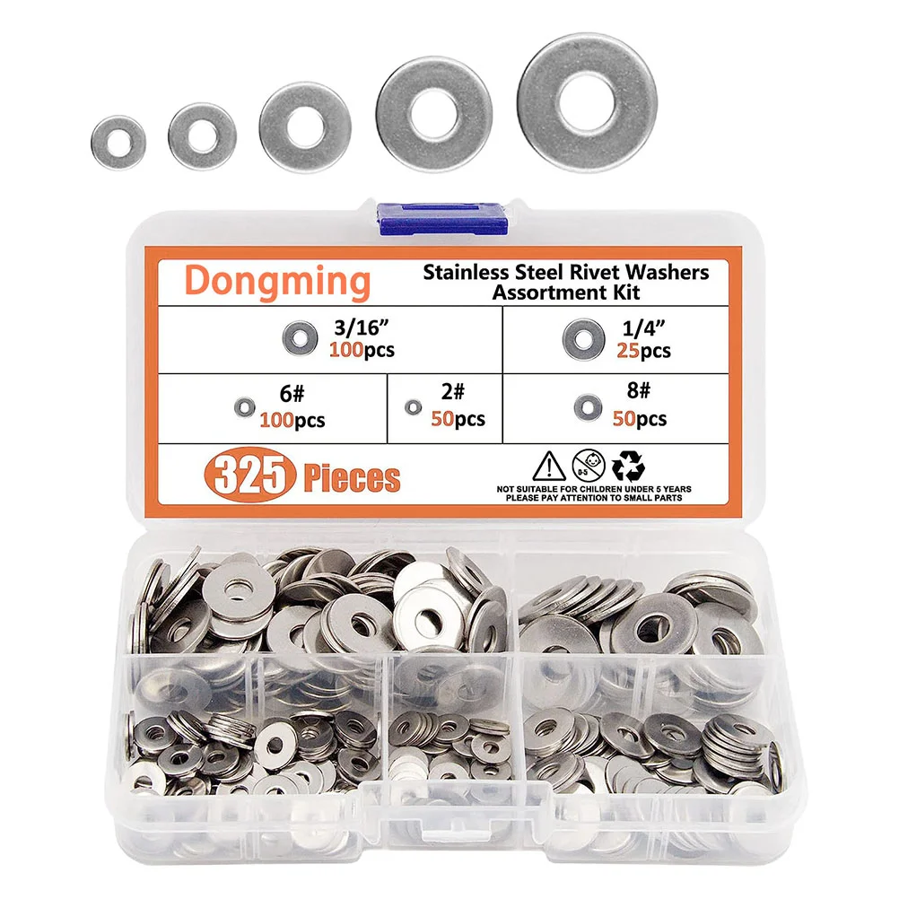 

325 Pcs Screwise Metal Washers Anti-loose Bolts Stainless Steel Assortment Spacers