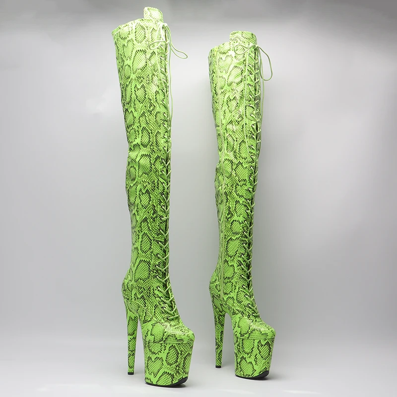 Leecabe/20 см/8 дюймов трендовые модные ботинки из змеиной замши на высоком каблуке и