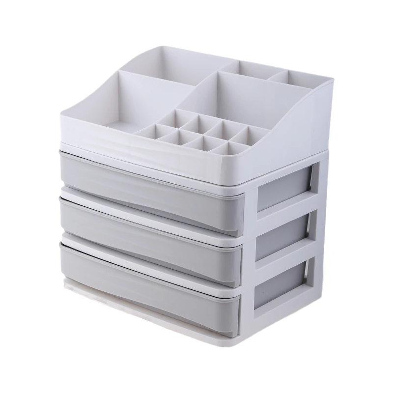 

Desktop Cosmetic Storage Box Three Drawers Display Stand Makeup Organizer Jewelry Collection Case Holder Household Home