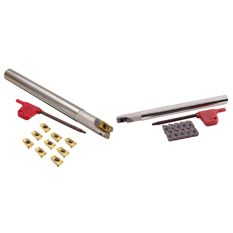 

1 Set Milling Cutter Tool Holder Inserts + Wrench & 1 Set Apmt1135pder Carbide Inserts Tool Holder With Wrench
