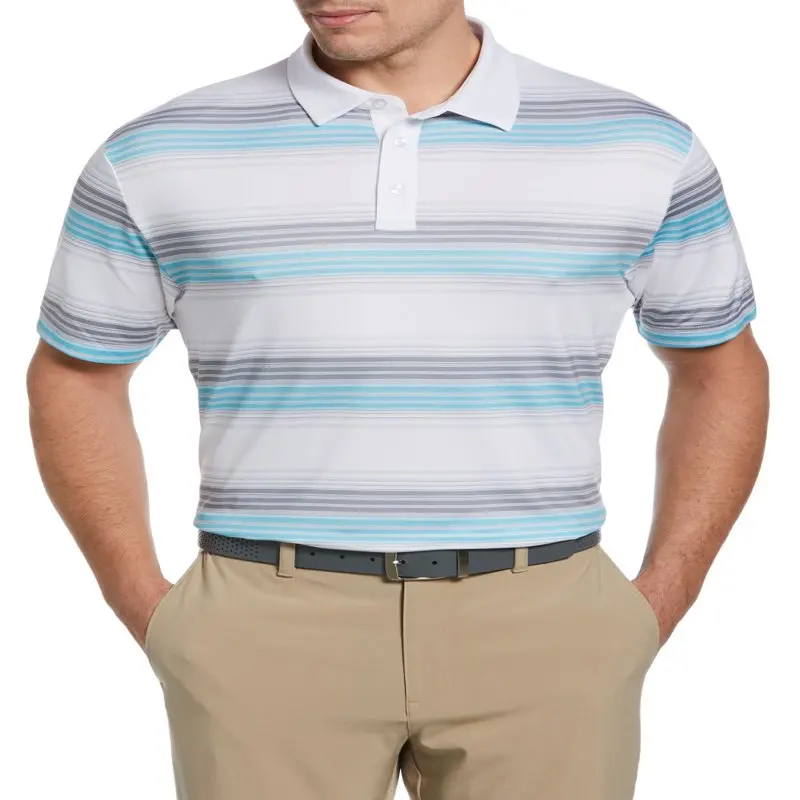 

Men’s Striped Performance Golf Polo Shirt with UV Protection