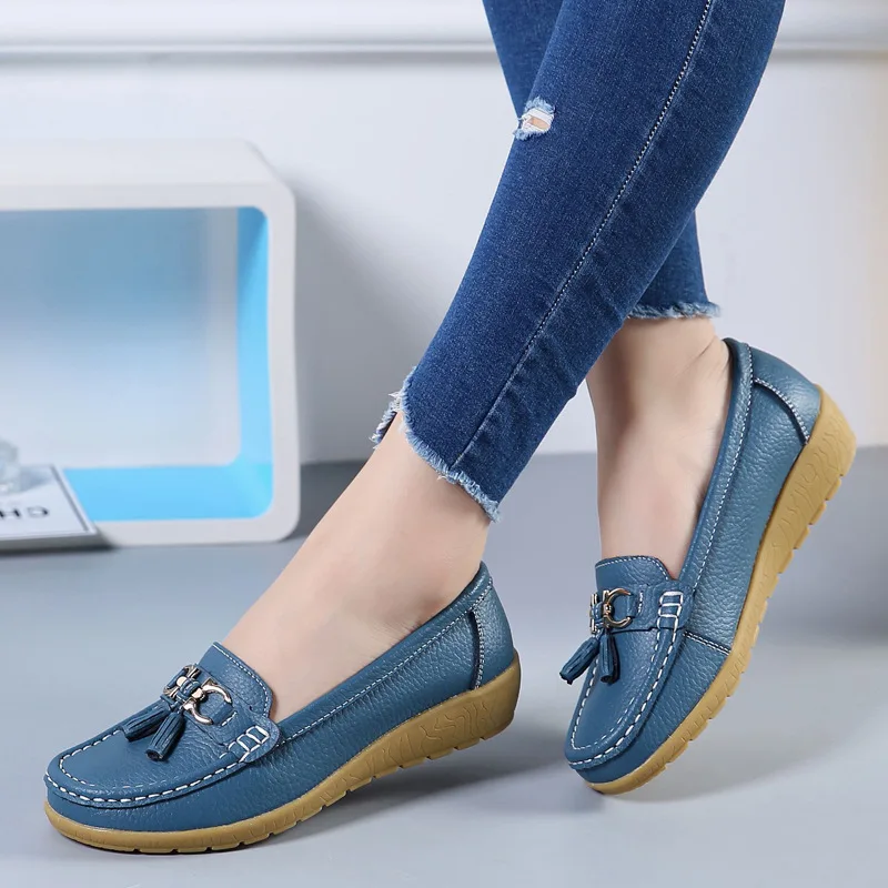 Woman Genuine Leather Women Flats Slip On Women's Loafers Female Moccasins Shoe Plus Size 35-44 Sneakers Summer Shoes 2023 Sale