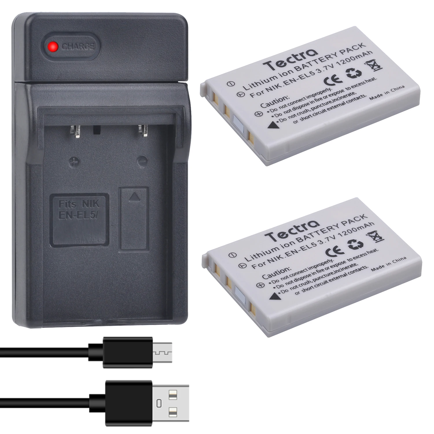 

1200mAh EN-EL5 ENEL5 Batteries + USB Charger for Nikon Coolpix P3, P4, P90, P80, P100, P500, P510, P520, P530, P5000, P6000