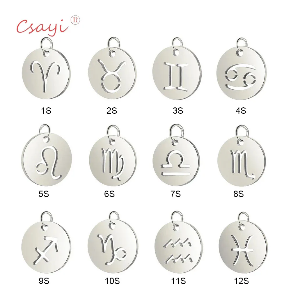 

Серебряная зеркальная полированная Бриллиантовая подвеска Csayi для изготовления ювелирных изделий из нержавеющей стали Gemini Aries Libra Twelve ...