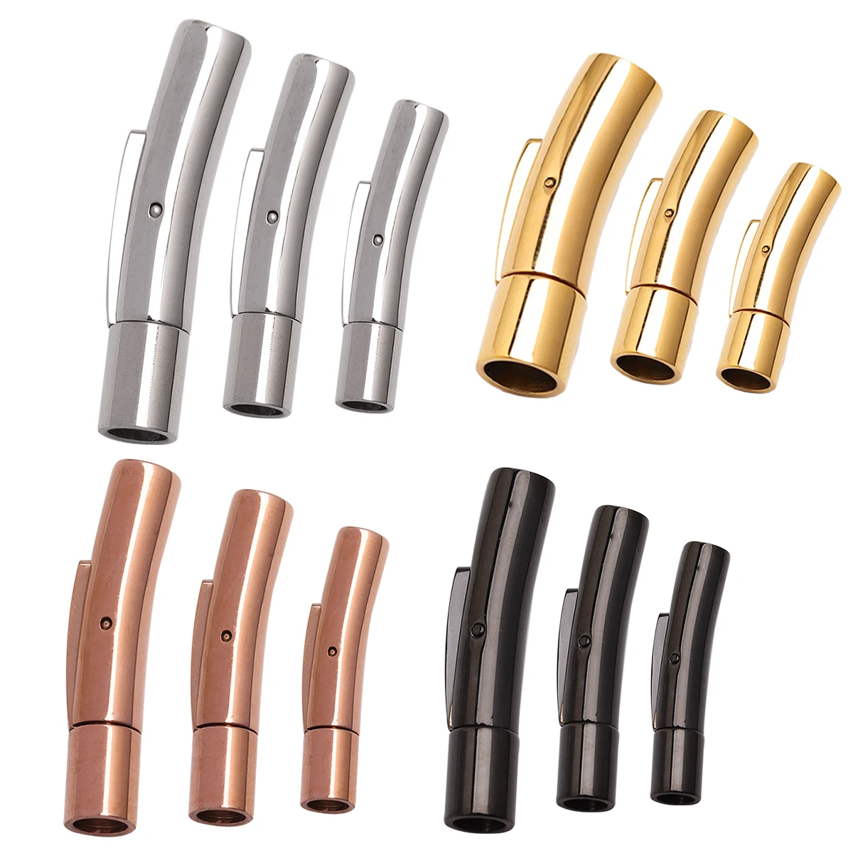 

1pcs/Lot Rhodium/Black/Rosegold/Gold Color 3-6mm Magnetic Metal Buckle Bracelet Connector For DIY Jewelry Making Accessories
