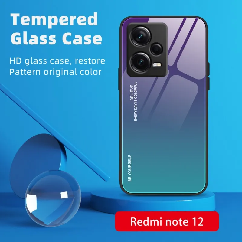 

Gradient Glass Phone Case For Xiaomi Redmi Note 12 11 Pro Plus Xiaomi 13 12T 11 Pro Capa Back Bumper Case on Redmi A1 Plus Cover