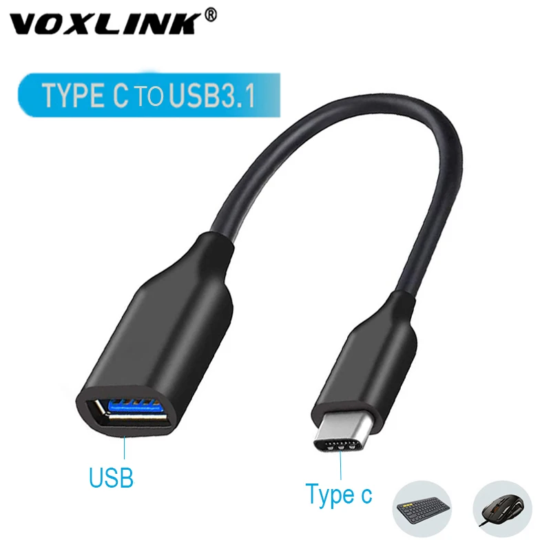 

VOXLINK Mini USB 3.1 Type-C Data Cable OTG Conversion Data Sync Adapter 0.2M for IPhone Huawei MacBook U Disk, Mouse,Type C Line