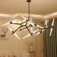 Nordic Modern LED Metallic Gloss Black/Gold Pendant Light Living Room Bedroom Dining Kitchen Firefly Chandelier G9 Pendant Light