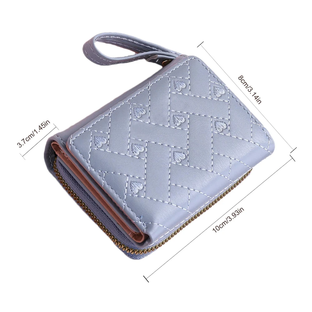 Женский Модный Короткий Кошелек С Вышитым Узором любовь Тройной Органайзер Из