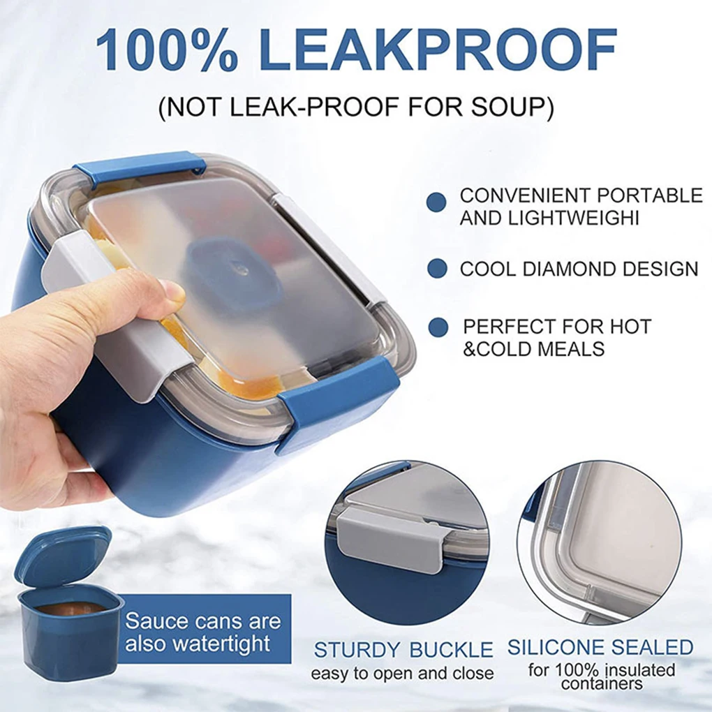 

Salad Bowl Compartments Microwave Bento Box Leakproof Tableware Set Home