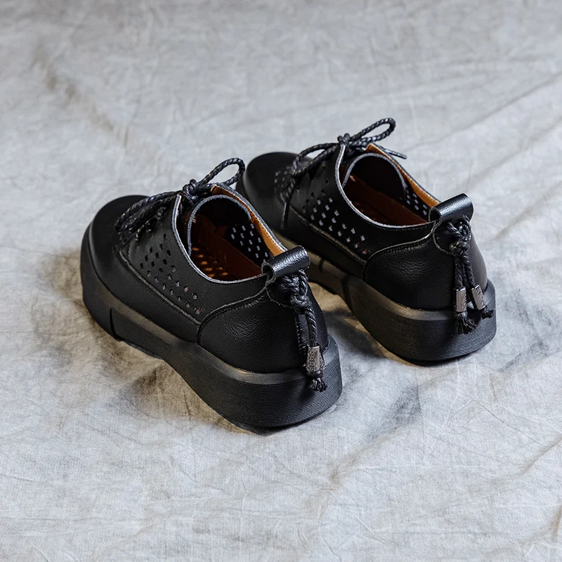 2023 Spring, Summer And Autumn New Retro Female Hollow Flat Bottom Big Yards Single Shoes Students Hundred With British