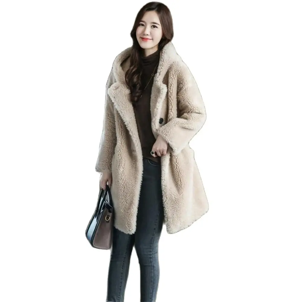 Женское плюшевое пальто из искусственного меха Тедди куртка Длинная Верхняя