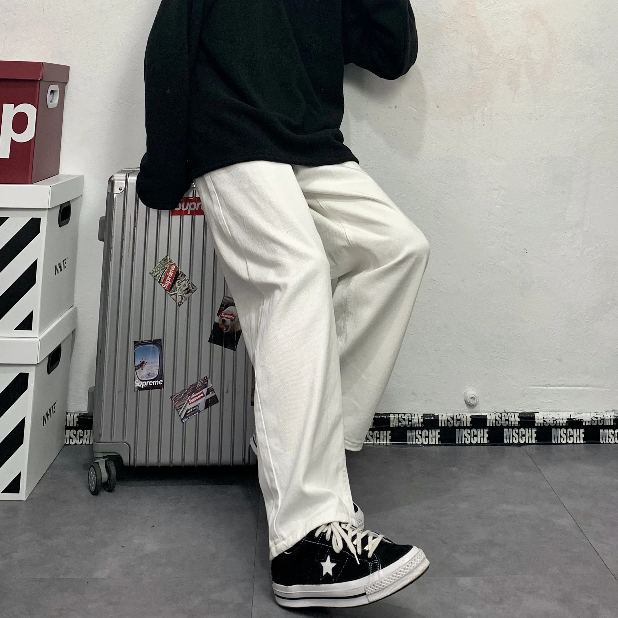 Pants Men Jeans Hip Hop Straight Wide Leg White Jeans Loose Pants Women's Loose Jeans Y2k Men's Jeans Casual Men Boyfriend Jeans