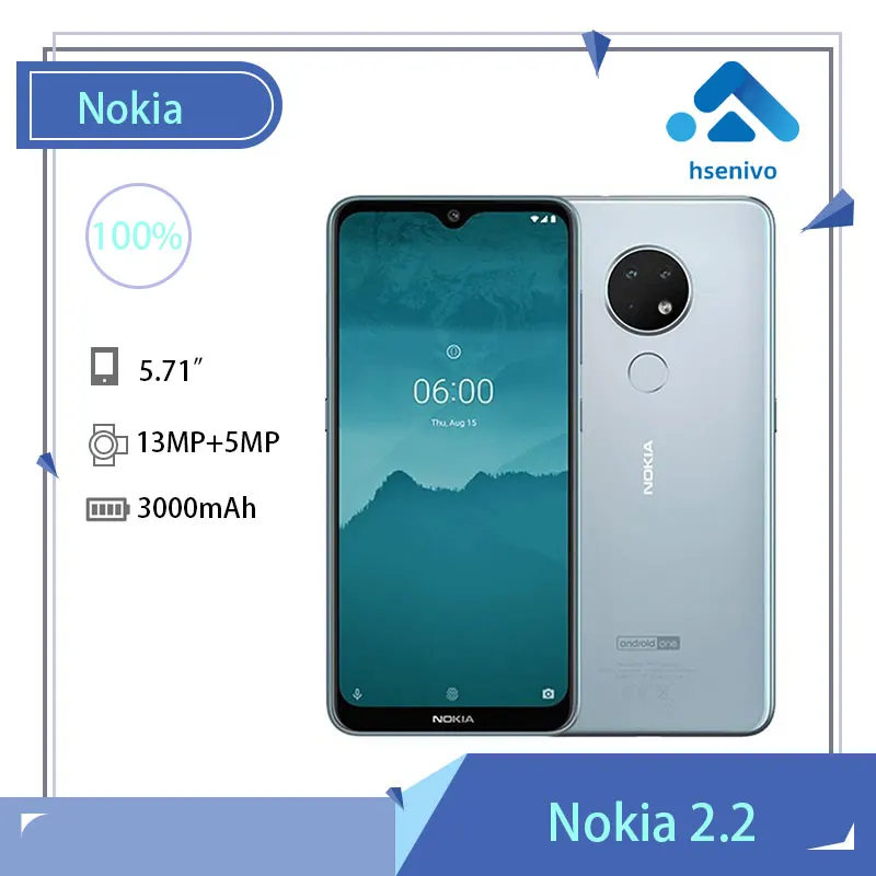 

Nokia 2,2 Восстановленный Оригинальный разблокированный 2,2 дюймов Android 16GB 2GB RAM 13 MP Wi-Fi Бесплатная доставка