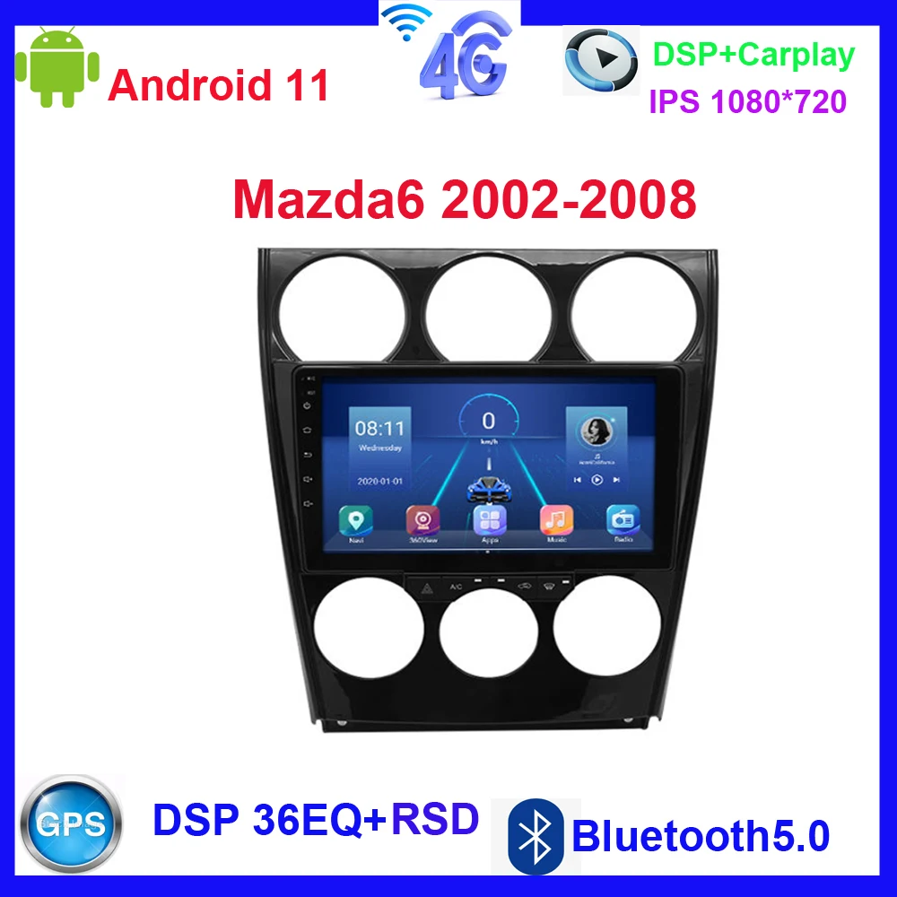 

android 11.1 For Mazda 6 2002 2003 2004 2005 2006 2007 2008 Multimedia Car DVD Player Navigation GPS Radio