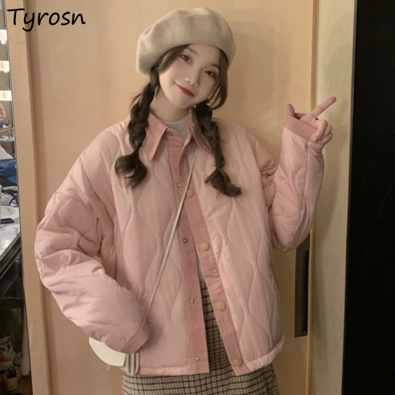 

Sweet Parkas Women Classic Turn-down Collar Retro Solid Single Breasted Girls Ulzzang Warm New Winter Comfortable Gentle Outwear