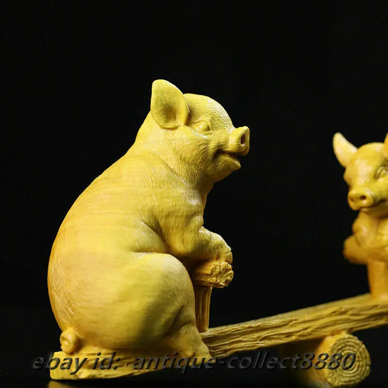 7 1 &quotКитайская коробка деревянная ручная резьба 12 знаков зодиака три свиньи