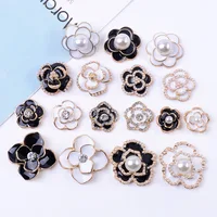 20pc Wholesale High Quality Fashion Gold Color Pearl Crystal Oil Drop Flower Charm For DIY Hair Jewelry Accessory Wholesale