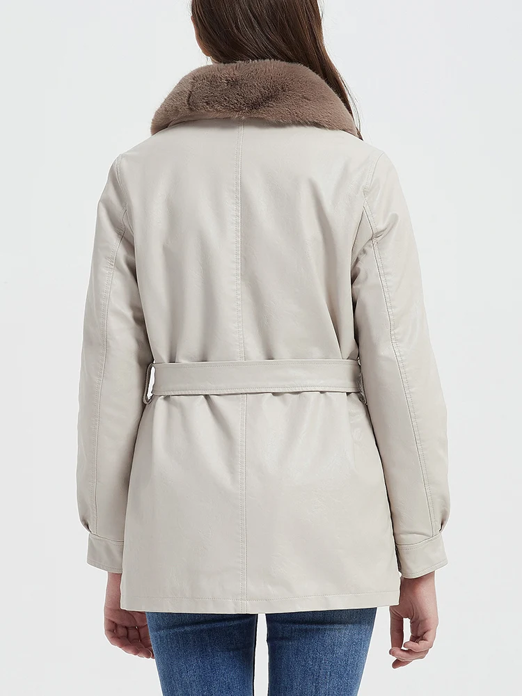 Новинка Демисезонная женская куртка Lagabogy из искусственной кожи дизайнерское