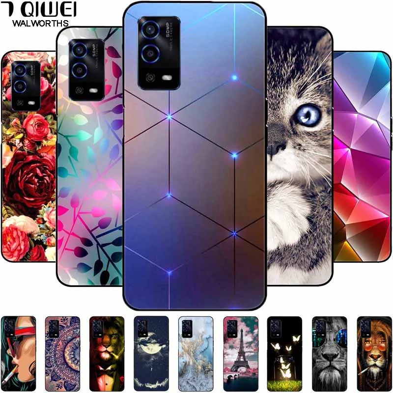 Для Oppo A55 4G чехол A 55 силиконовый мягкий окрашенный ТПУ Черный чехол для Oppo A55 чехол CPH2325 милый чехол для OPPOA55 6,51'