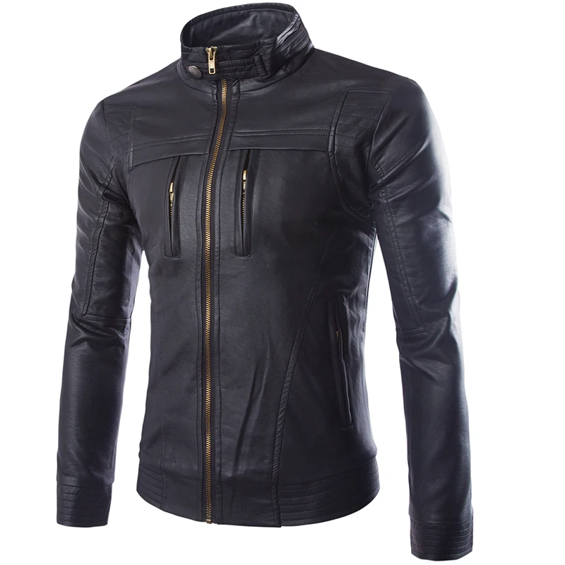 

2019 Spring fashion men's casual leather jacket collar, good quality men's brand leather jacket, leather men big yards,M-3XL 4XL